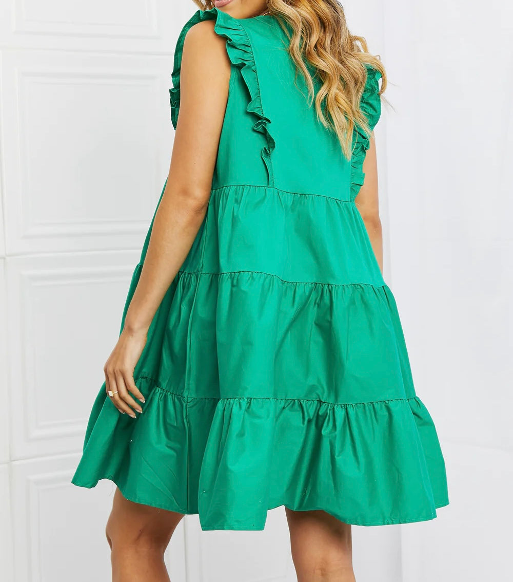 Green Playful Ruffle Dress