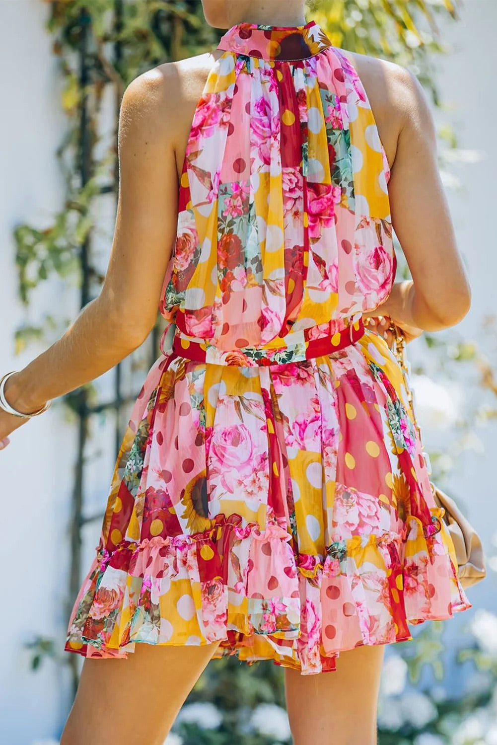 Floral Belted Sleeveless Mini
