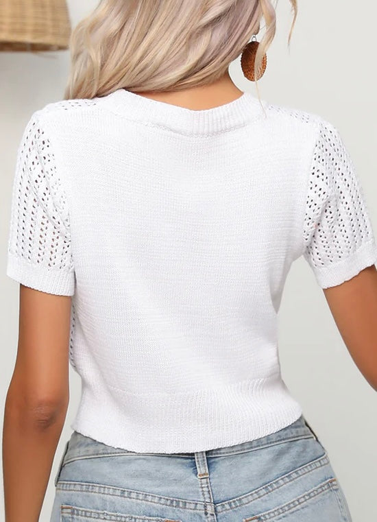 All White Knit Top