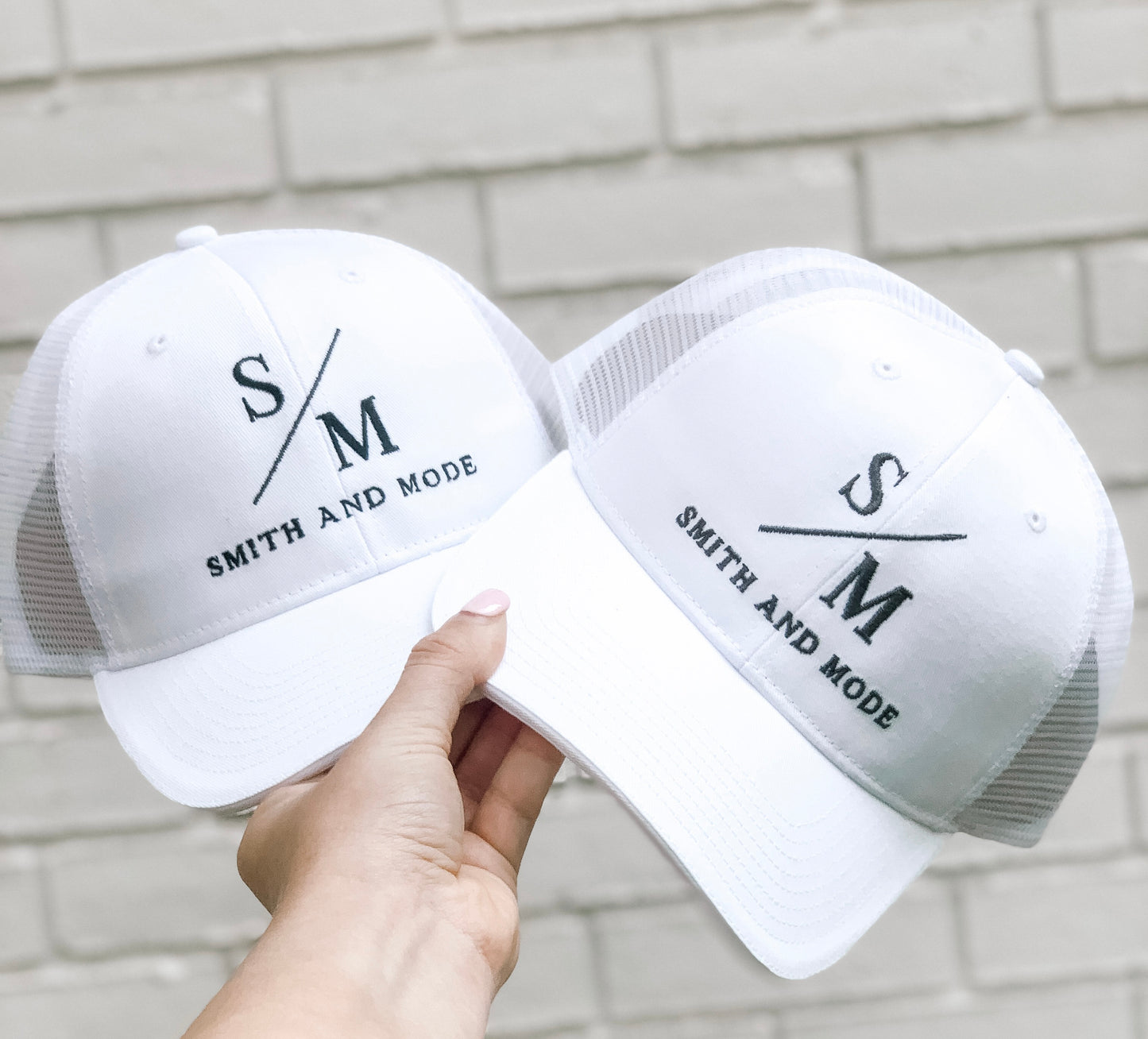 S & M White Trucker Hat