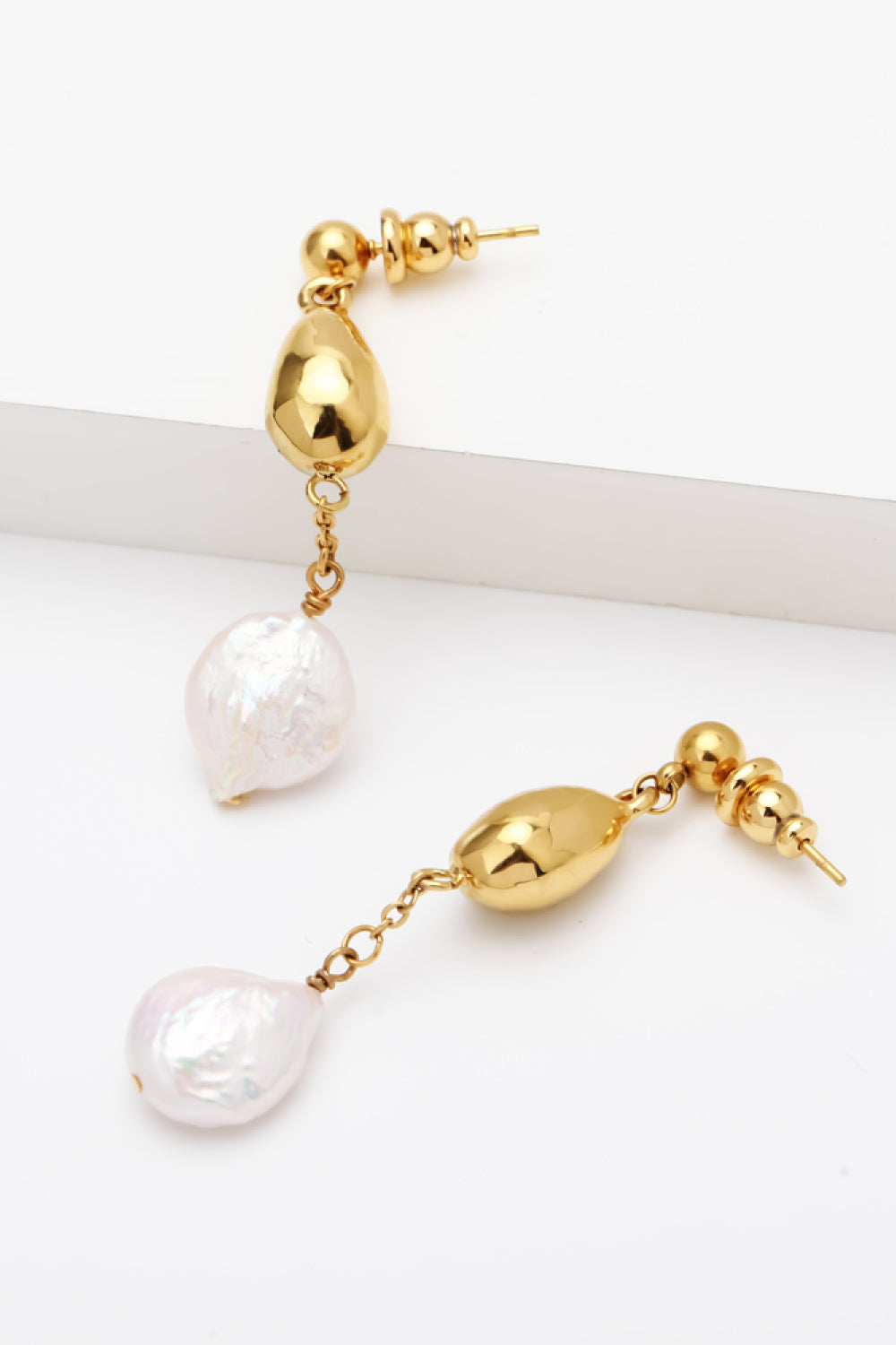 Two-Tone Pearl Drop Earrings