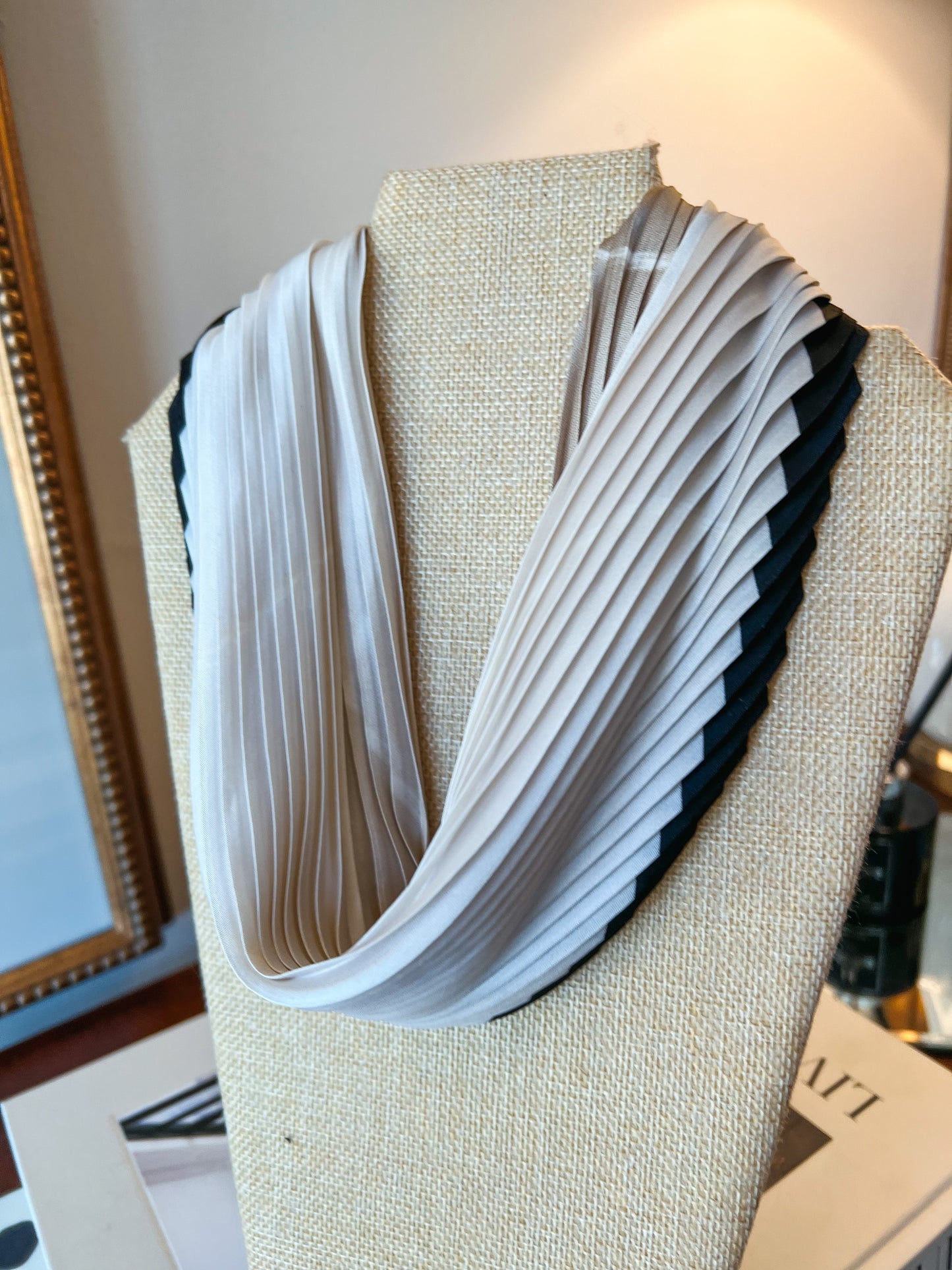 Neutral Pleated Neck Scarf