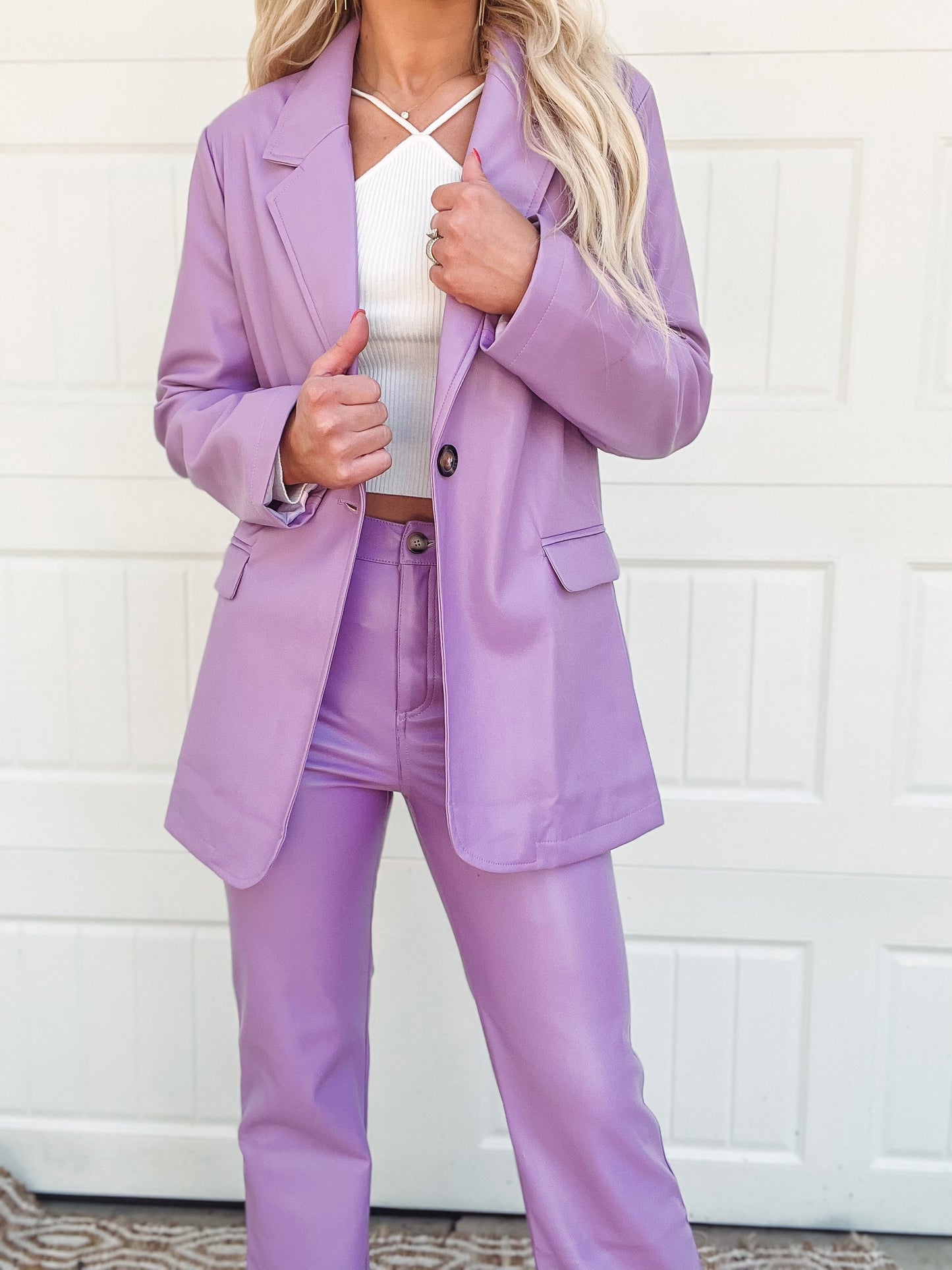 Lilac Leather Flares