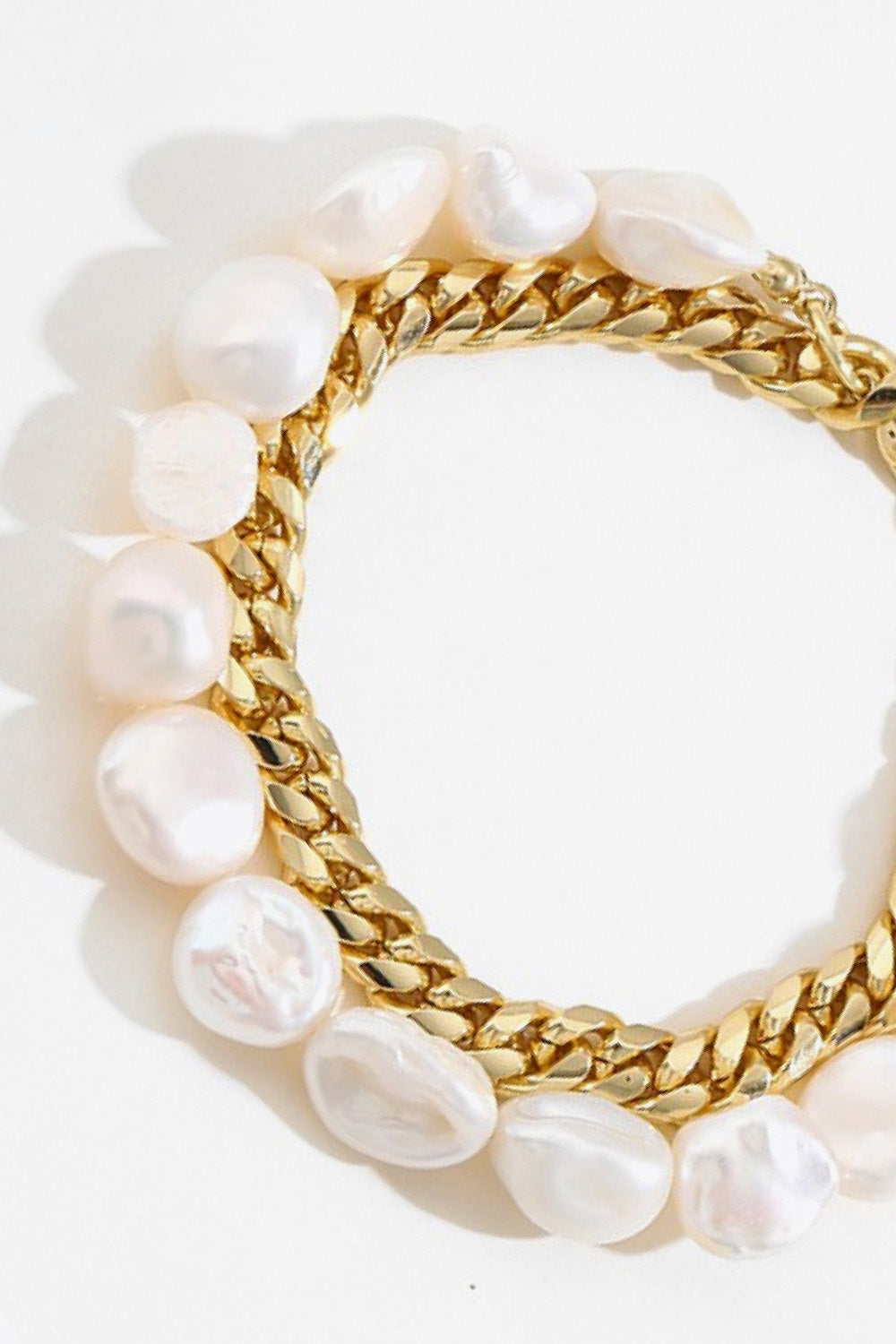 Pearl & Chain Double-Layered Bracelet