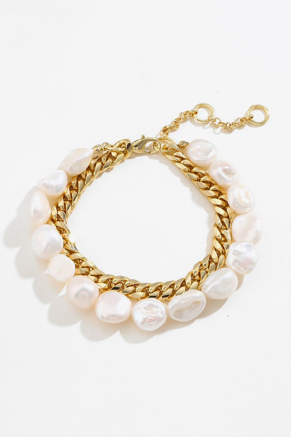 Pearl & Chain Double-Layered Bracelet